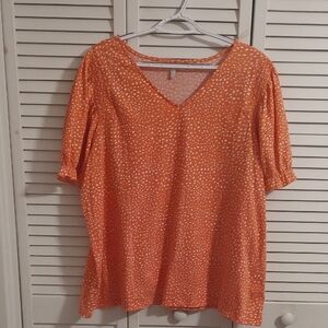 Cato Coral and White Women's Blouse